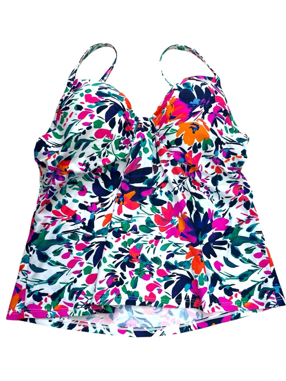 Island Escape Floral Tank One-Piece Swimsuit in White, Pink, Orange, Green, Blue